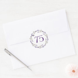 Pegatina Redonda Corona de lavanda para 75 aniversario