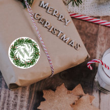 Corona de Navidad en Acuarela Verde Nombre e Inici