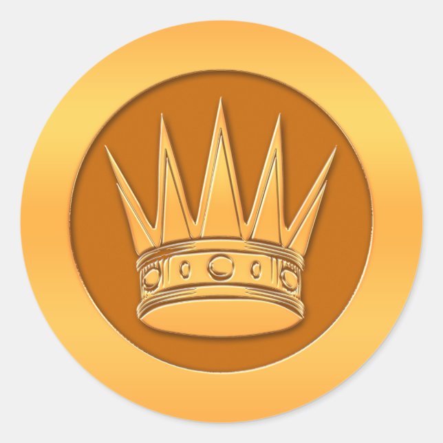 Pegatina Redonda Corona de oro (Anverso)