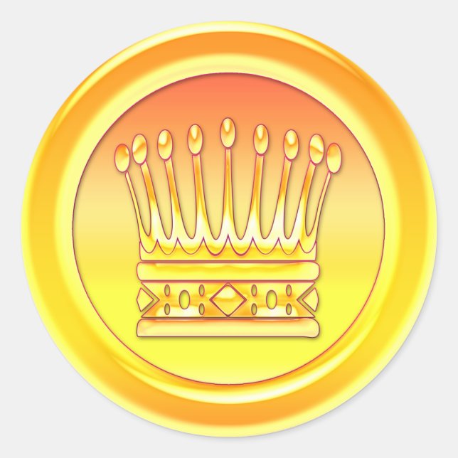 Pegatina Redonda Corona de oro amarilla (Anverso)