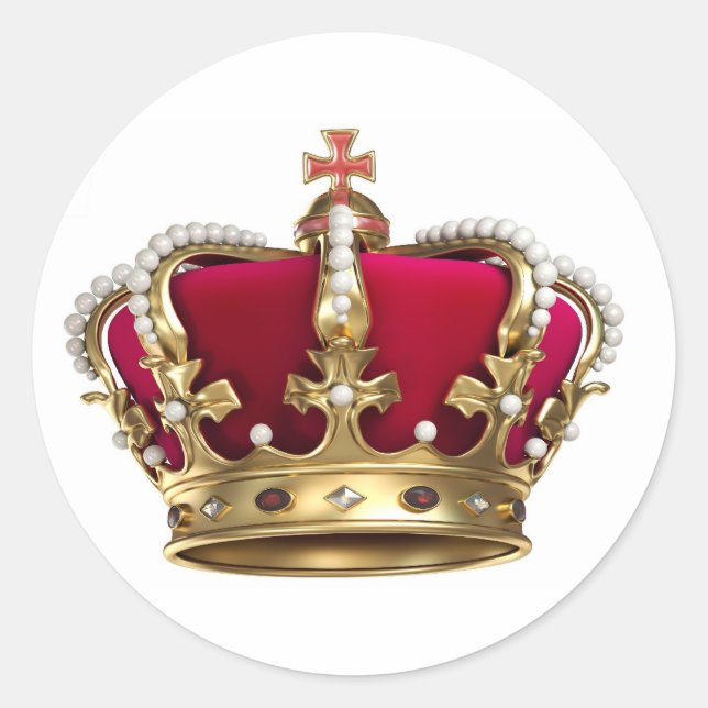 Pegatina Redonda Corona de regalías (Anverso)
