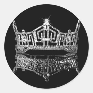 Pegatina Redonda Corona de Srta. América