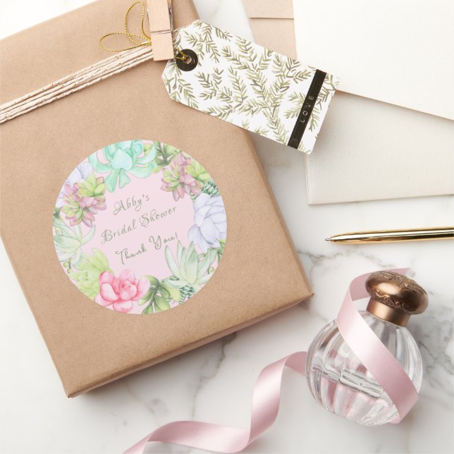 Pegatina Redonda Corona de Verdeo Suculento para Despedida de Solte (Regalar)