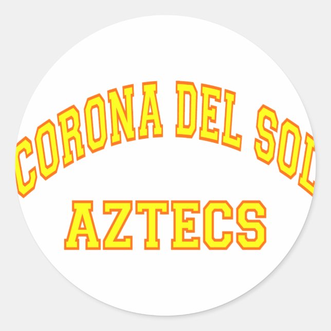 Pegatina Redonda Corona del Sol Aztecs (Anverso)