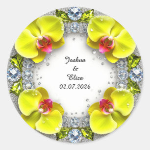 Pegatina Redonda Corona floral de boda