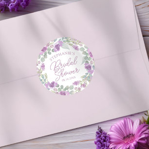 Pegatina Redonda Corona floral rosa boho para despedida de soltera