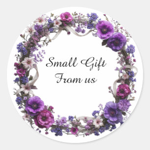 Pegatina Redonda Corona floral vibrante