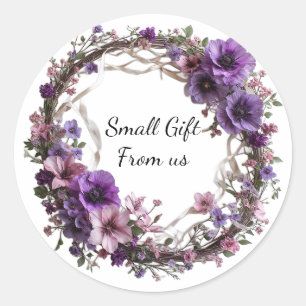 Pegatina Redonda Corona floral vibrante