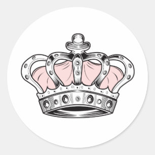 Pegatina Redonda Corona - PInk