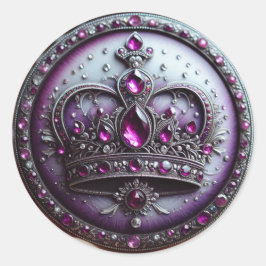 Pegatina Redonda Corona Queen Esther - Realeza púrpura