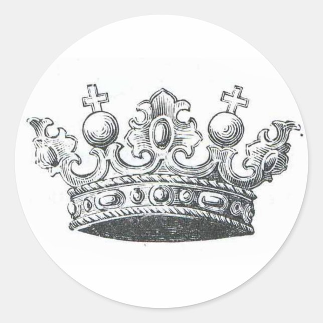Pegatina Redonda Corona Real (Anverso)