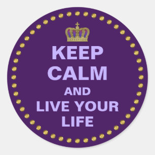 Pegatina Redonda Corona real de oro IV + su backgr. y ideas