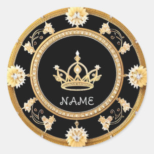 Pegatina Redonda Corona Real Personalizada 👑