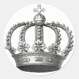 Pegatina Redonda Corona vintage