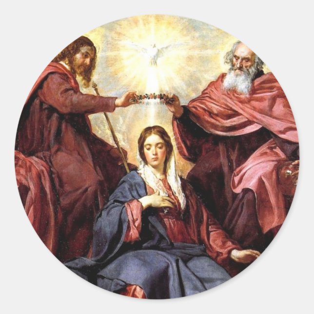Pegatina Redonda Coronación de la Virgen (Anverso)