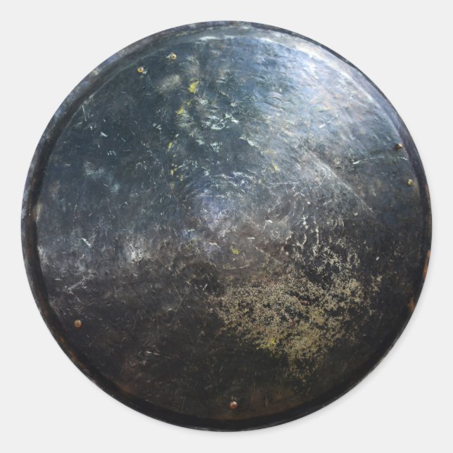 Pegatina Redonda coronador de escudo troyano griego antiguo, escuch (Anverso)