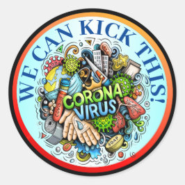 Pegatina Redonda Coronavirus Kick It