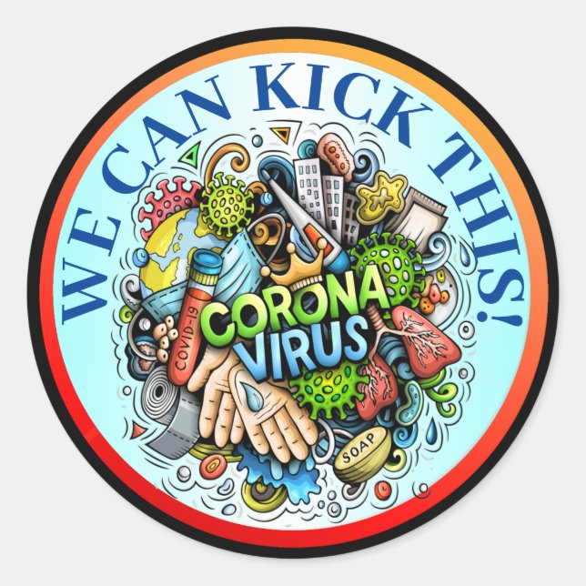 Pegatina Redonda Coronavirus Patea Lo (Anverso)
