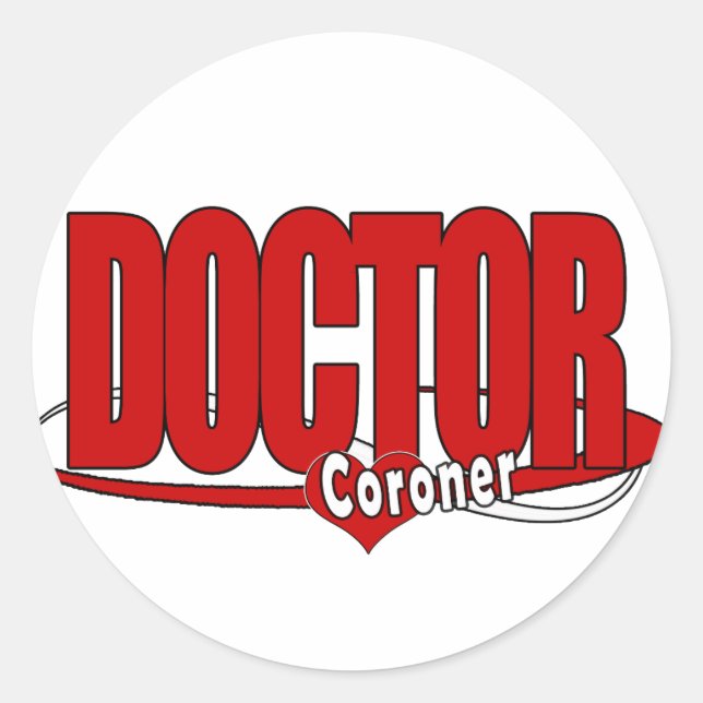 PEGATINA REDONDA CORONER LOGO BIG RED MÉDICA (Anverso)
