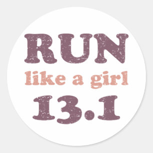 Pegatina Redonda Corre como un chica 13.1