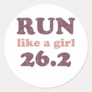 Pegatina Redonda Corre como un chica 26.2