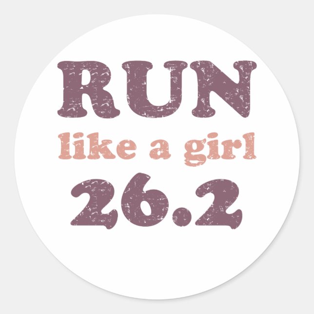 Pegatina Redonda Corre como un chica 26.2 (Anverso)