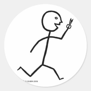 Pegatina Redonda Corre Con Tijeras