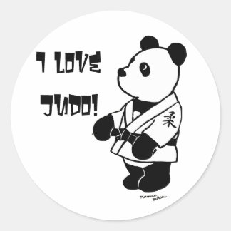 Pegatina Redonda Correa negra Personalizado Judo Panda personalizad