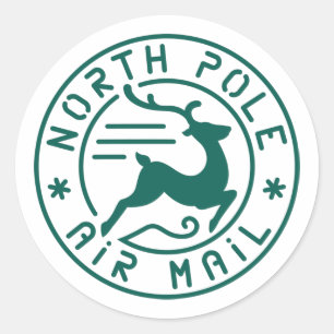 Pegatina Redonda Correo aéreo del Polo Norte
