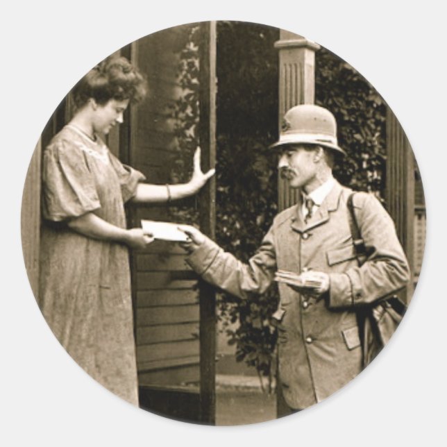 Pegatina Redonda Correo de 1908 (Anverso)