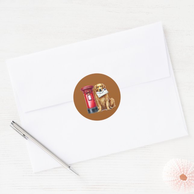Pegatina Redonda Correo de amantes de perros lindos (Sobre)
