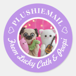 Pegatina Redonda Correo de fotos púrpura personalizado personalizad