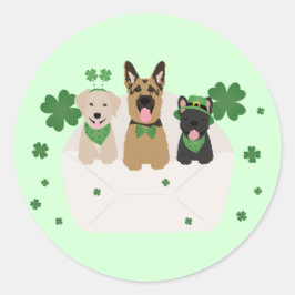 Pegatina Redonda Correo de perro del Día de los Patrocinadores