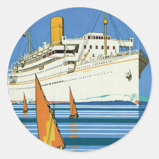 Pegatina Redonda Correo Real "Cruceros Atlantis"