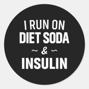 Pegatina Redonda Correr Con Refresco Dietético E Insulina - Concien