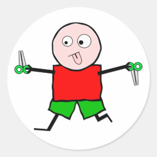 Pegatina Redonda Correr con tijeras