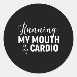 Pegatina Redonda Correr mi boca es mi cardio - Divertido gimnasio