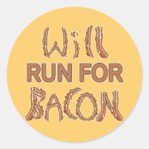 Pegatina Redonda CORRIRÁ PARA BACON Tees & Gear