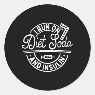Pegatina Redonda Corro Con Soda Dietética E Insulina Diabetes Aware