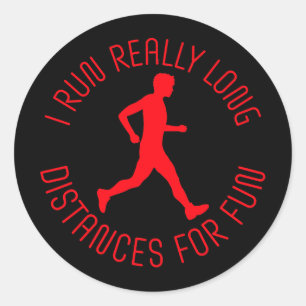 Pegatina Redonda Corro Distancias Muy Largas Por Diversión Maratón