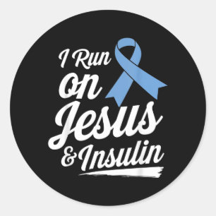 Pegatina Redonda Corro En Jesús Insulina Diabetes Oración Fe