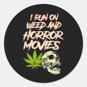 Pegatina Redonda Corro películas de terror de Weed Skull Funny Hall
