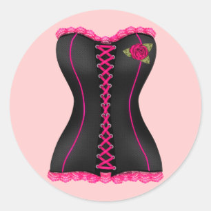 Pegatina Redonda Corsé Rosa Negro Club Sticker