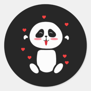 Pegatina Redonda Corta Valentines Panda Pear llena de amor