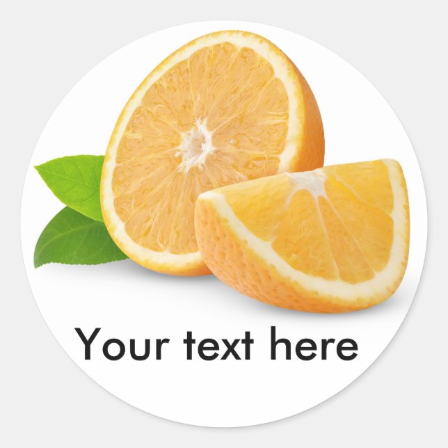 Pegatina Redonda Cortar frutos naranjas (Anverso)