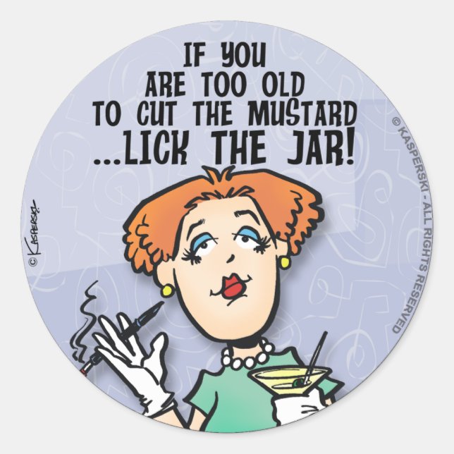 Pegatina Redonda Cortar La Mostaza (Anverso)