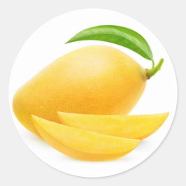 Pegatina Redonda Cortar mango amarillo