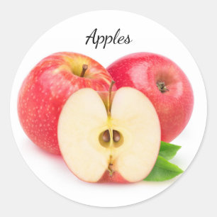 Pegatina Redonda Cortar manzanas rojas