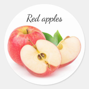Pegatina Redonda Cortar manzanas rojas
