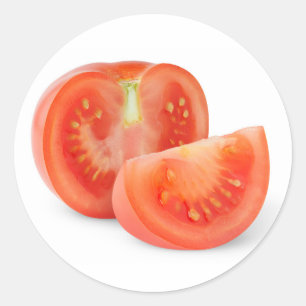 Pegatina Redonda Cortar tomate fresco